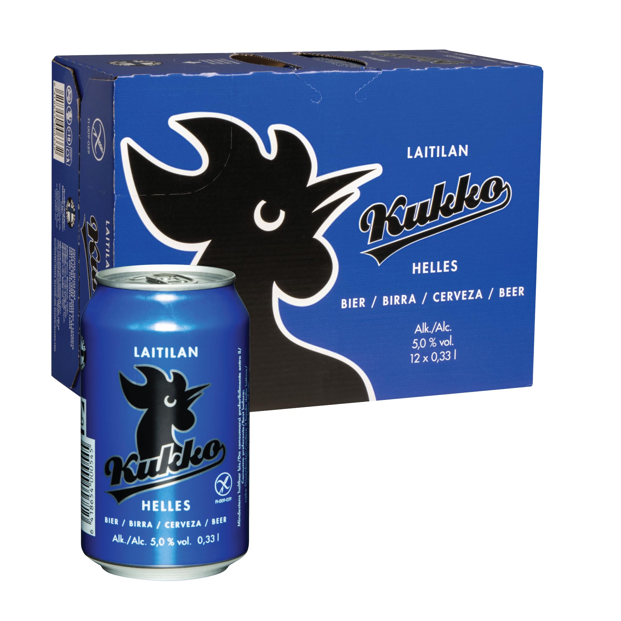 Kukko Glutenfreies Helles Bier – Premium Finnisches Craft-Bier mit süffigem und weichem Geschmack für anspruchsvolle Genießer – 24 x 0,33 L Dosen – 6 € Dosenpfand