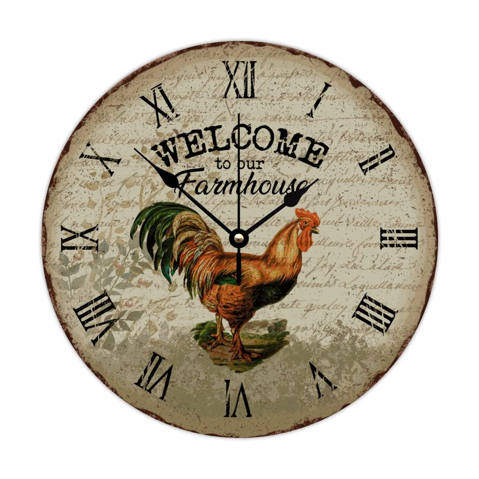 Horloge rétro en bois motif coq, une idée cadeau idéale