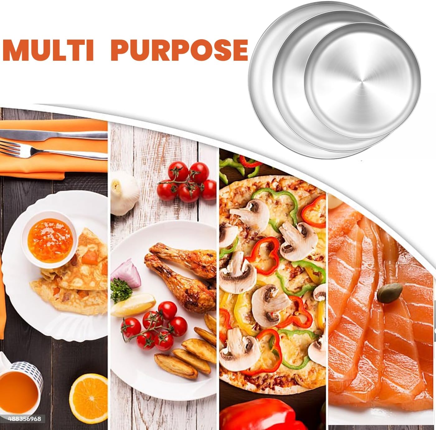 3Pack Stainless Steel Pizza Pan for Oven Personal Pizza Pans, 9 Inch, 10 Inch, 12 Inch Stainless Steel Pizza Pan Set, 3 Sizes Round Pizza Baking Pan for Pizza Cookies, Non-toxic and Durable,Oven Safe
