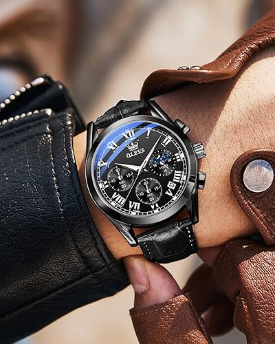 Miniatura 3 de OLEVS Relojes para hombre color marrón negro cronógrafo de moda reloj de negocios luminoso impermeable casual relojes de pulsera