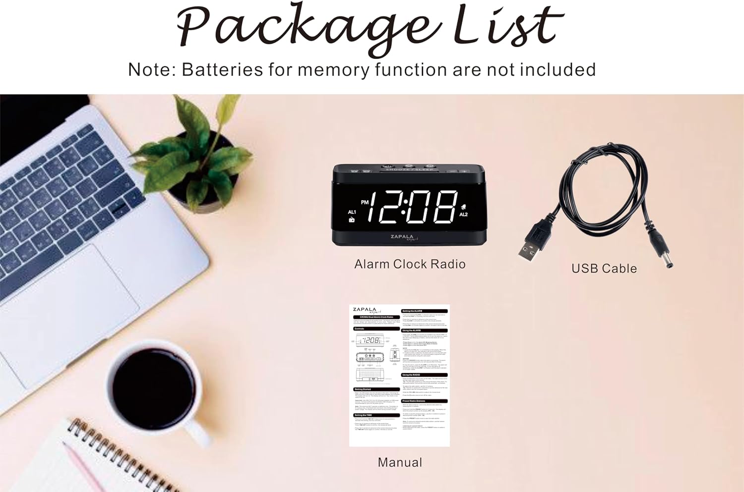 Alarm Clock Radio, 2 Alarms Large LED Display Digital FM Clock Radio with USB Charging Port, Adjustable Volume & Dimmer, Snooze for Deep Sleepers Kids