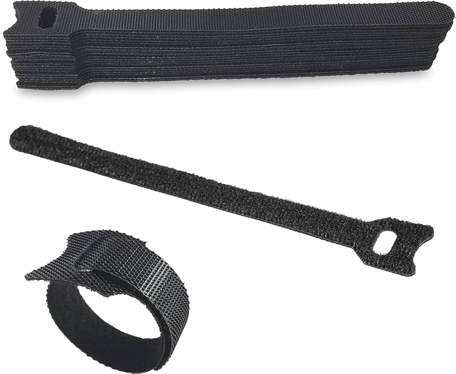 Reusable Cable Ties Management Microfiber fastening cloth, Adjustable Fastener Cable Strap Hook and Loop Cord Ties, Black. (6 inch 20 Pieces)