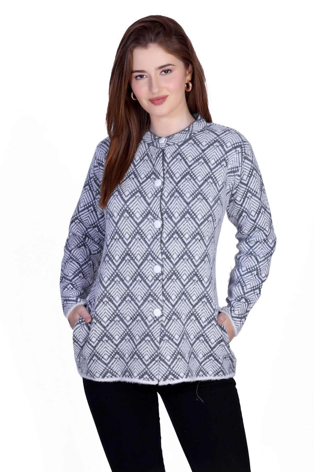 montrex Women Wool Blend Cardigan Full Sleeve Winter Sweater with Side Pockets Woolen Cardigan for Ladies & Girls-picture-28