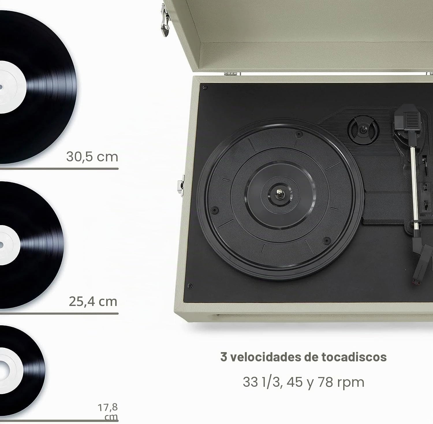 Crosley Voyager Tocadiscos con 2 Altavoces, Bluetooth In & out y AUX - Tocadiscos Retro de 3 velocidades - para vinilos de 7", 10" y 12" - Portátil con Estuche Integrado - Dune Clara
