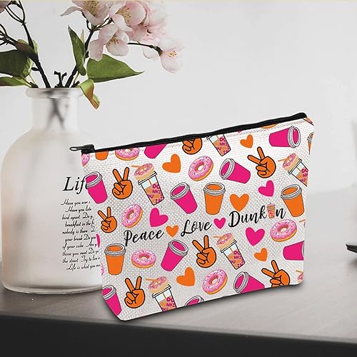 Miniatura 4 de JXGZSO Peace Love Donut Junkie Shopping Bag Coffee Donuts Lover Gift Coffee Cosmetic Bag, Bolsa de bebida Peace Love