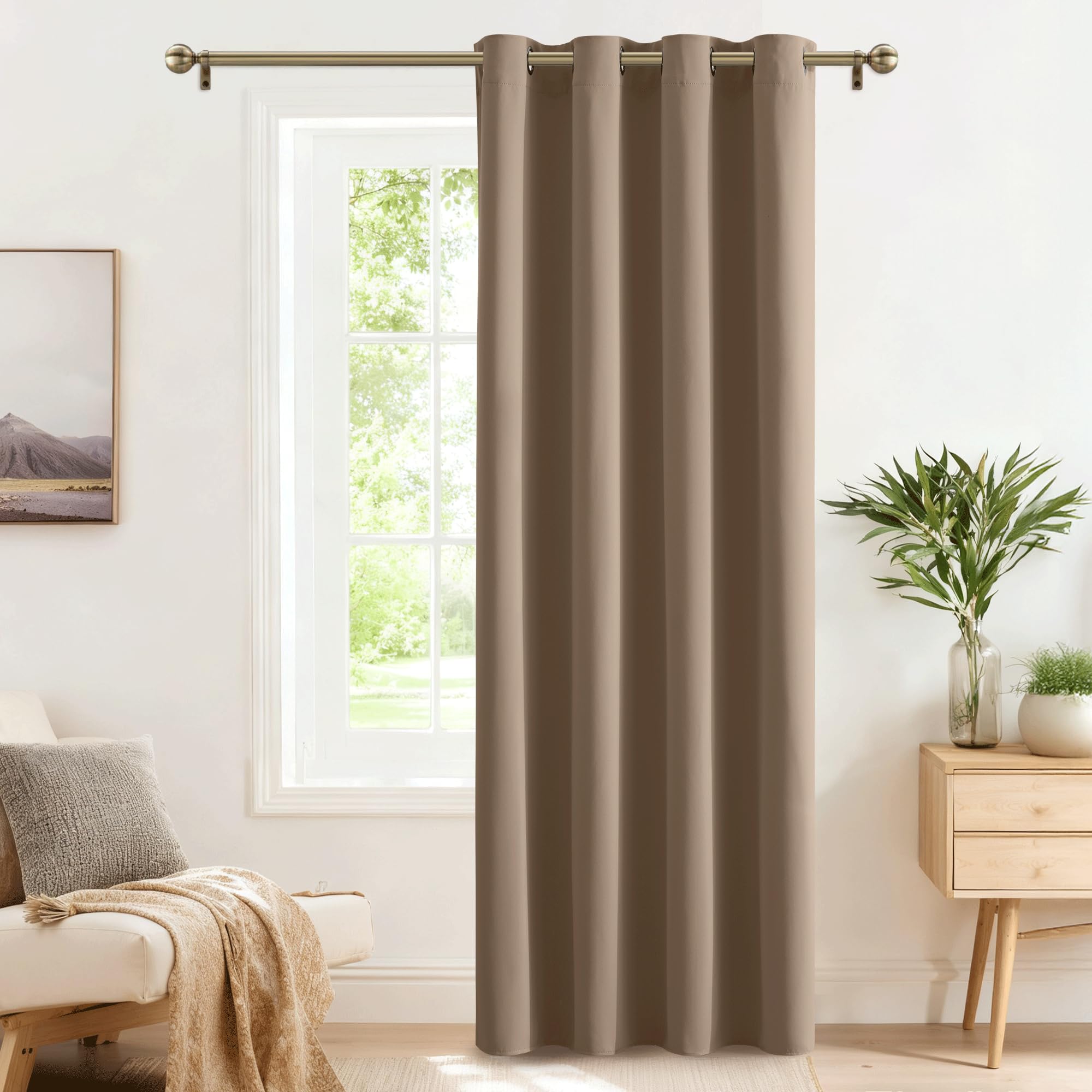 Pony Dance Mocha Living Room Blackout Curtain - Eyelet Top Door Curtain For Bedroom/Living Room Home Decor Window Treatment, 1 Panel, 52-Inch Wide By 84-Inch Drop,