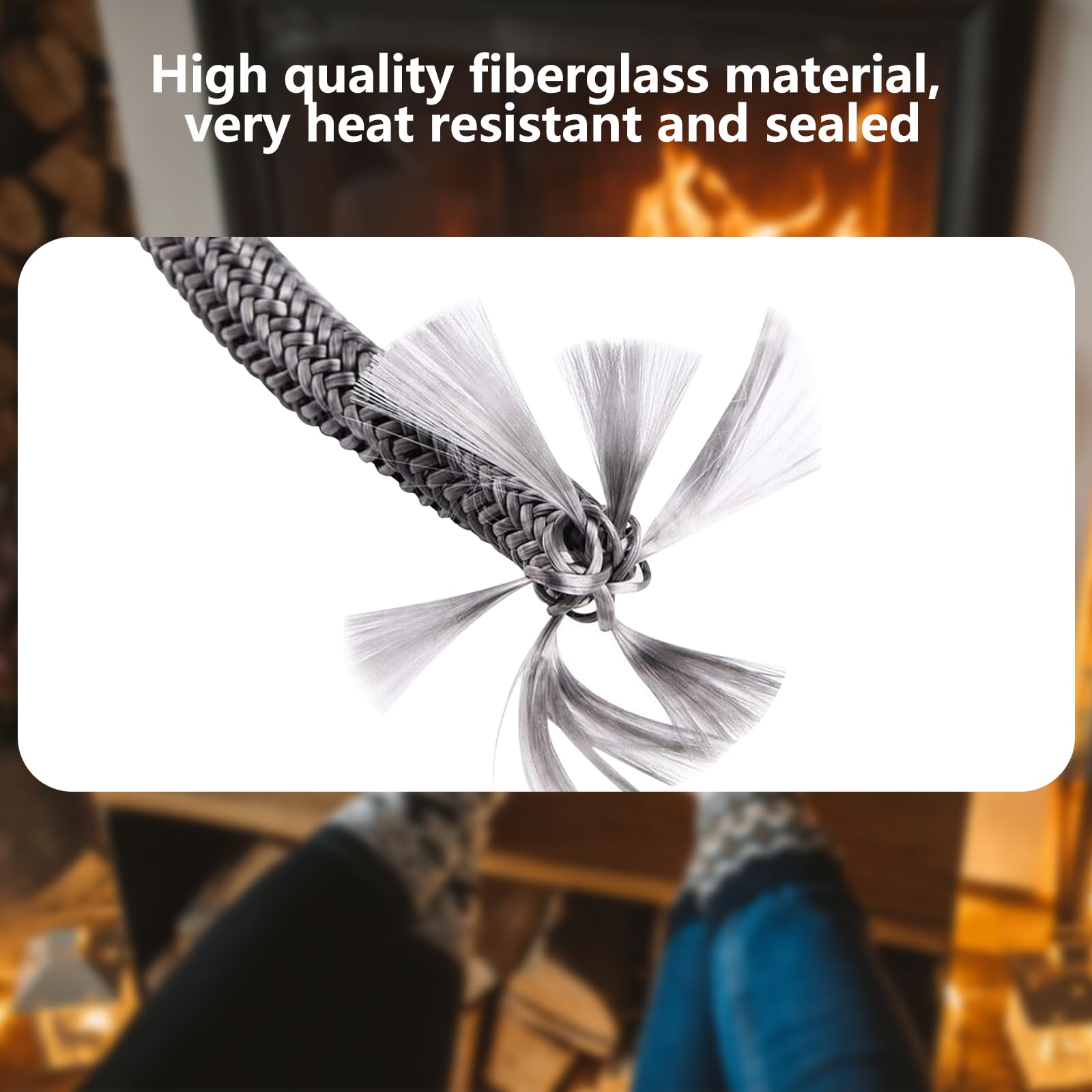 Guarnizione per Porta Stufa, GeeRic Φ12mm*2.5m Guarnizione per Camino+8 Nastri per Alte Temperature Fibra di Corda Ignifugo Guarnizione Isolante in Fibra per Stufe/Tubo di Forno/Caminetto/Camino