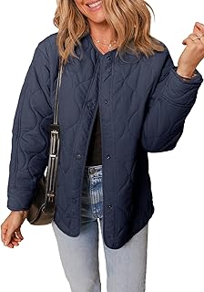 Womens Quilted Lightweight Jackets Button Down Puffer Jacket Coats Padded Outwear with Pockets
