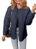Womens Quilted Lightweight Jackets Button Down Puffer Jacket Coats Padded Outwear with Pockets