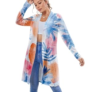 Cover Ups for Women t Lightweight Mid-Length Skin-Friendly Cardigan Vacation Wear Plus Size Long-Sleeved Outwear