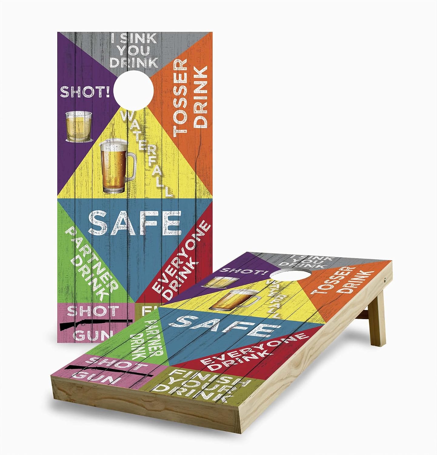 Skip's Garage Drinking 2x4 Cornhole Boards - All Weather Bags - NO Additional Accessories