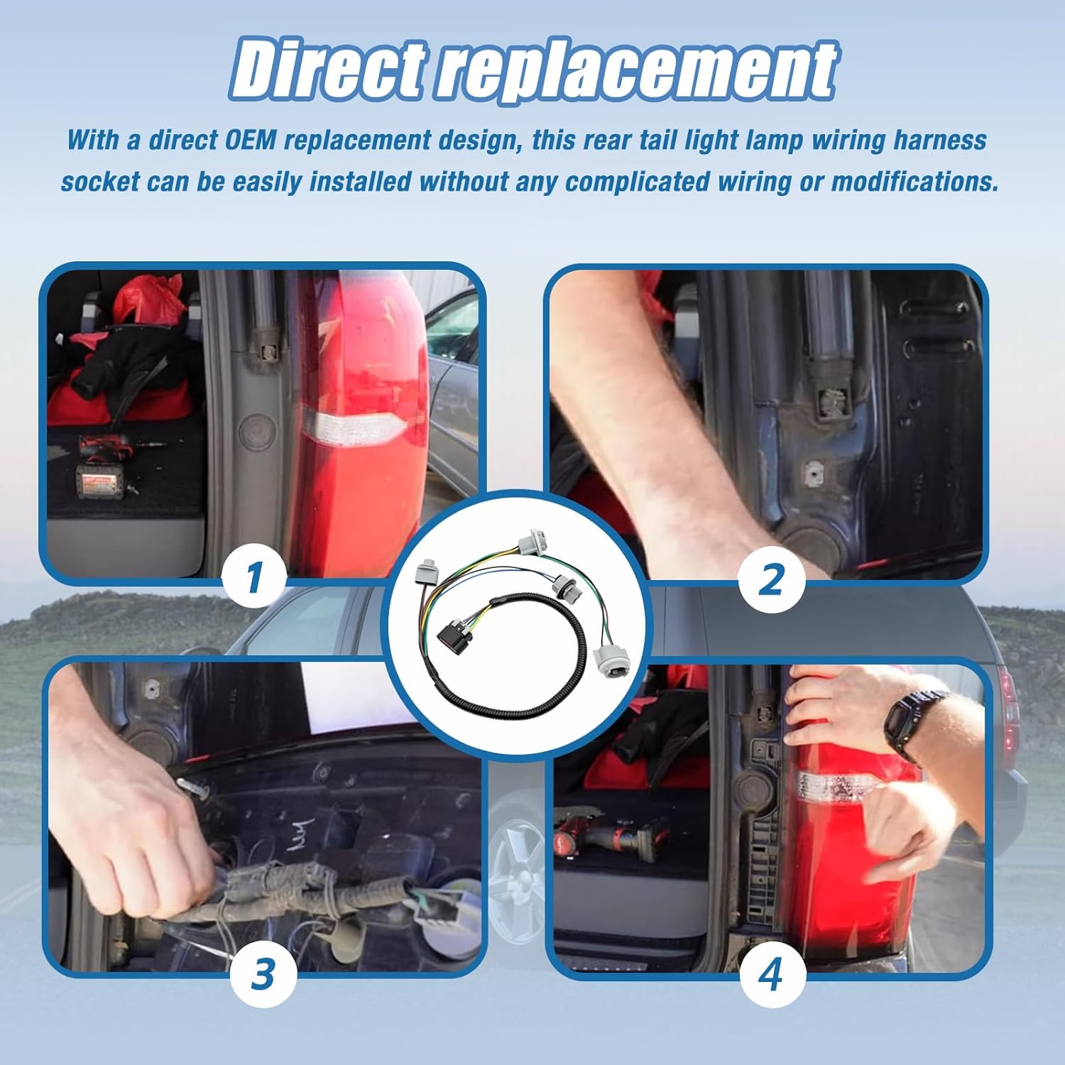 Rear Tail Light Lamp Wiring Harness Socket Fit for Chevy Suburban Tahoe GMC Yukon Replace 22787445