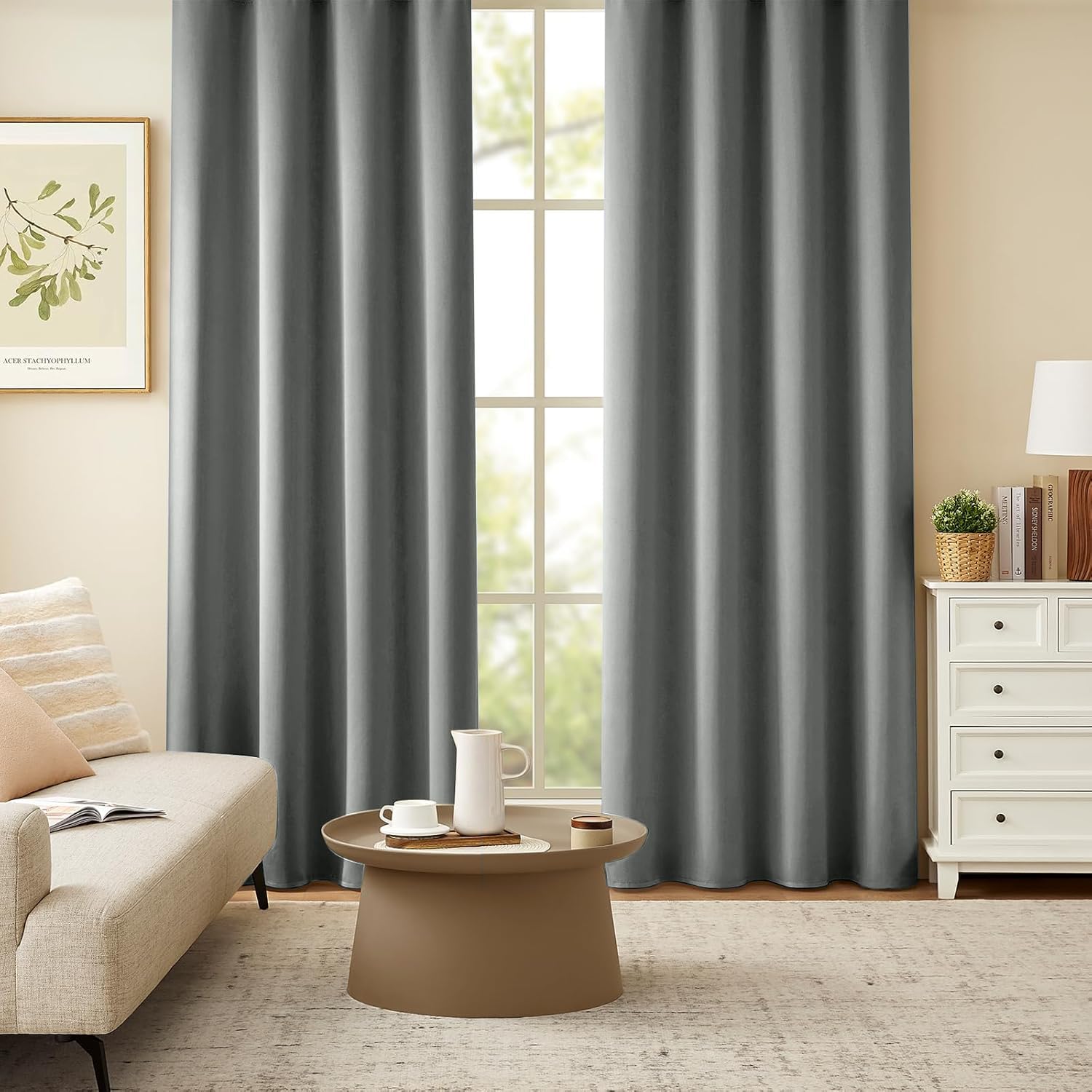 ライトグレー プリーツカーテン 厚地カーテン プレステージ200×178 1枚組 ライトグレー | TWO-ONE