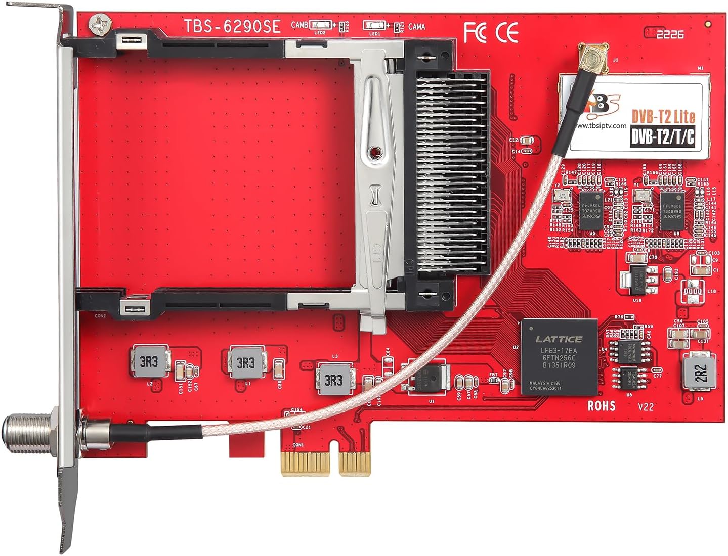 tbs6290se PCIe TV Tuner Card DVB-T2/T/C Dual Tuner Dual CI Slot – DVB-T2/T/C Dual Tuner Dual CI, PCIe Card
