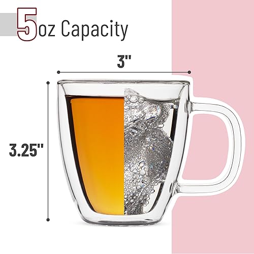 Miniatura 3 de BTaT- - Tazas de café expreso, juego de 4 (5 onzas, 5.1 fl oz), tazas de café de vidrio, tazas de vidrio de doble pared, tazas de capuchino, tazas