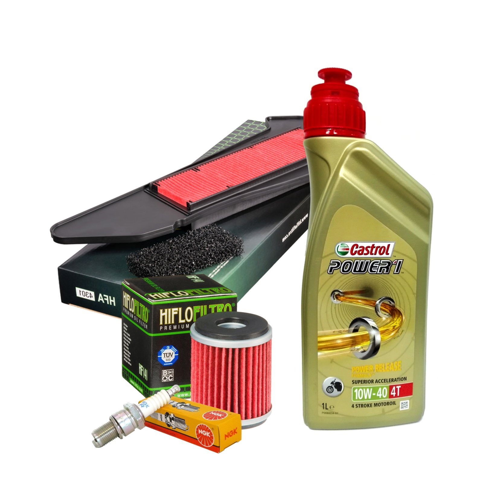 Kit tagliando Castrol Power 1 10W40 filtro olio aria candela Yamaha X-Max 300