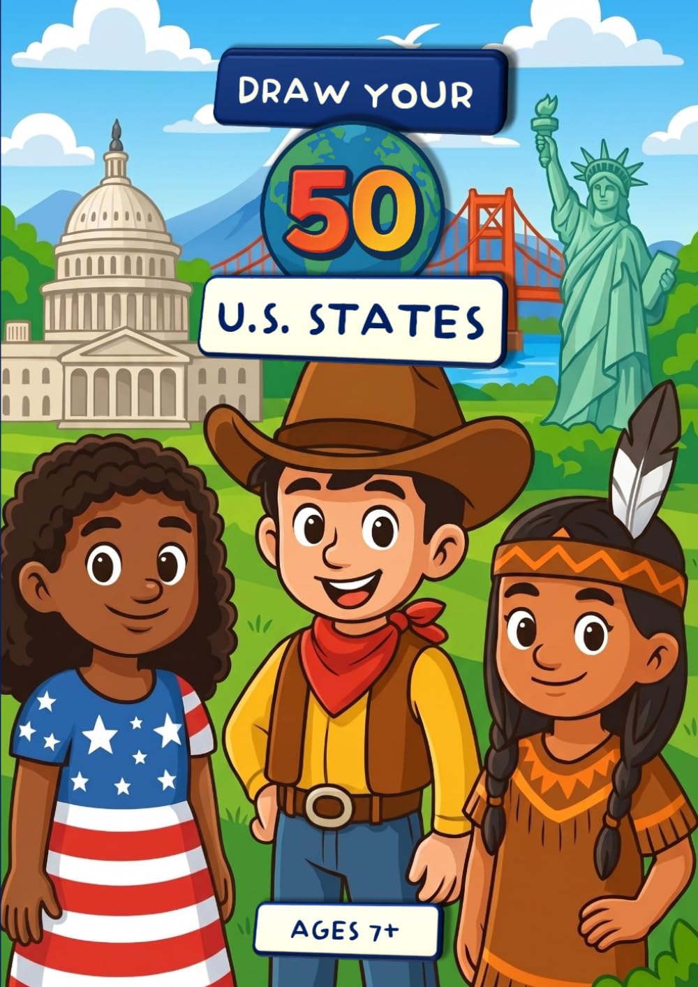 Draw Your 50 US States: Creative Drawing Prompts for Kids: Fun and Educational US States Drawing Prompts with Facts – Imagination and Creativity Activity Book for Kids Ages 7–12