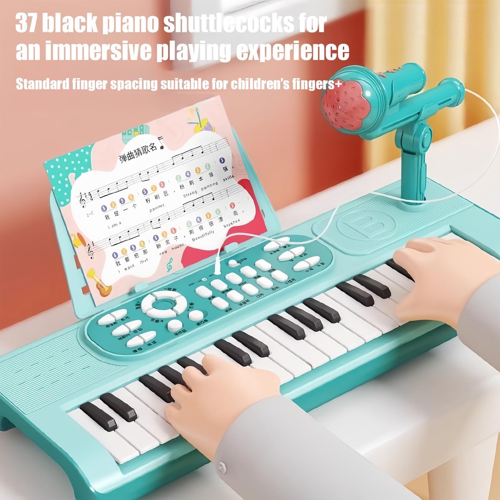 Piano Teclado para Instrumento Recargable 37 Teclas con Micrófono