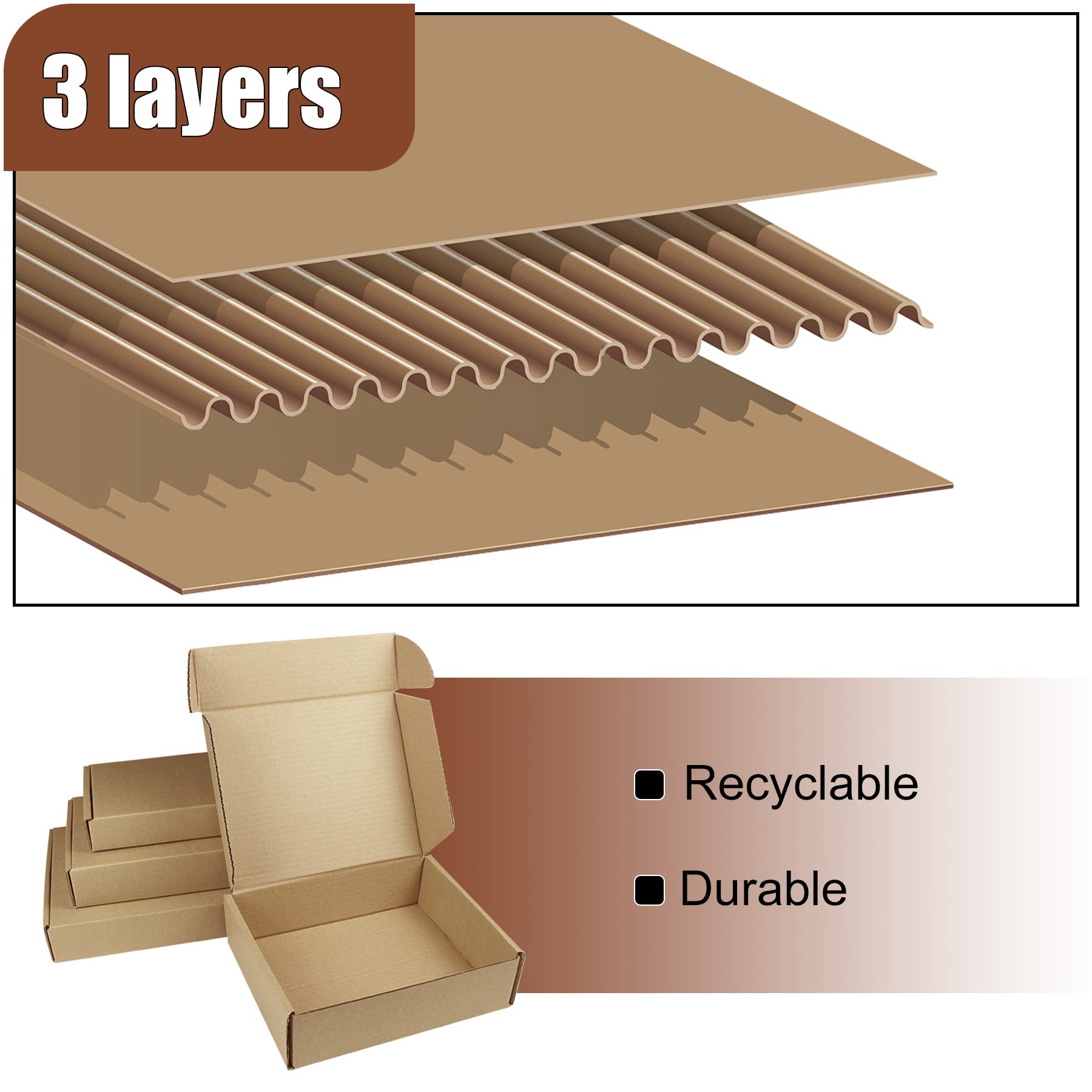 BJADE'S Cajas de envío, caja de cartón corrugado para correo, embalaje de regalos, mudanza y almacenamiento, paquete de 25 (8 x 6 x 2 pulgadas)