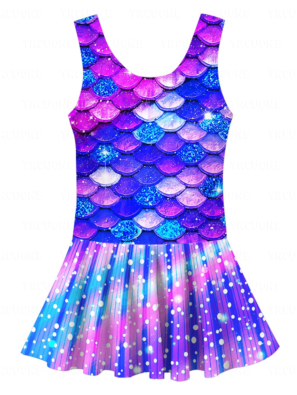 Girls One Piece Swimsuit Cute Mermaid Floral Quick Dry Swim Dress Swimwear Bathing Suit 3-10 Years