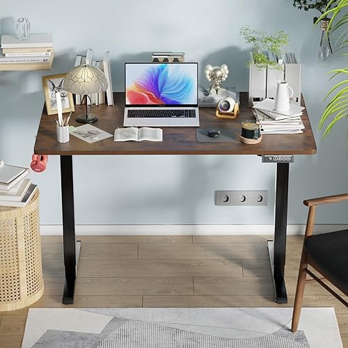 Miniatura 10 de BLKMTY Escritorio eléctrico de pie de altura ajustable, escritorio de computadora de 24 x 47 pulgadas, escritorio de oficina en casa, escritorio