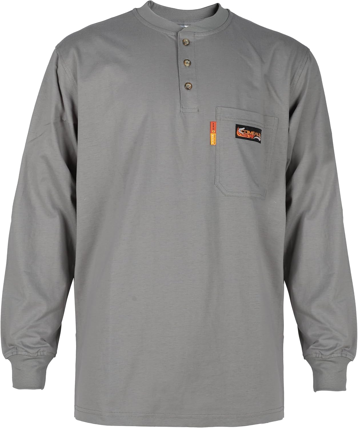 Henley Welding Work Shirt Gray Long Sleeve T-Shirt Mens
