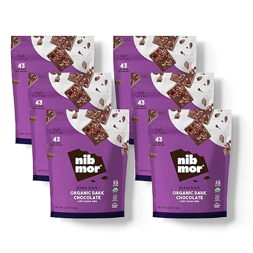 nib mor Chocolate negro vegano  Extra oscuro  Paquete de 6 bolsas de 356 onzas sin gluten orgánico a base de plantas chocolate negro  80 cacao