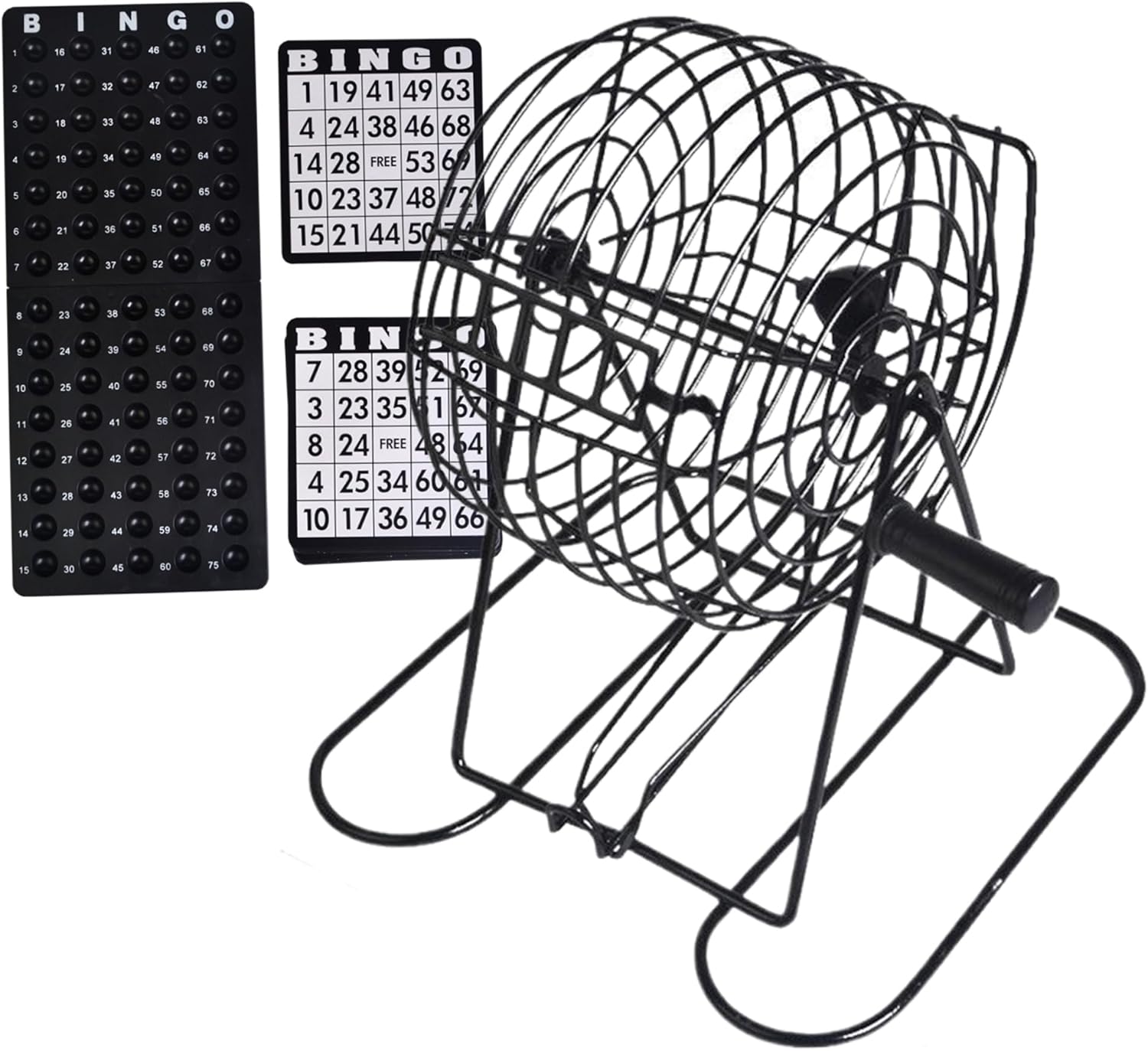 Bingo Set Deluxe Fun Bingo Game Set Includes 150 Colorful Bingo Chips, 18 Bingo Cards, 75 Bingo Balls, 8" Hand-Cranked Bingo Cage & Board Bingo Sets for Adults Large Group, Party, Bar,Bingo Game