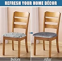 Vista 5 de Smiry - Originales fundas para asiento de silla de comedor, de terciopelo, con lazos, desmontables, lavables, elásticas, protectoras
