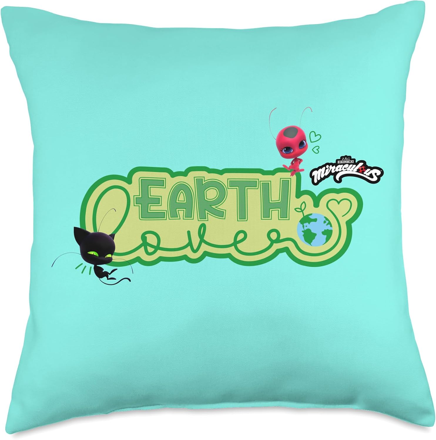 Miraculous Ladybug Earth Day Earth Lovers Throw Pillow
