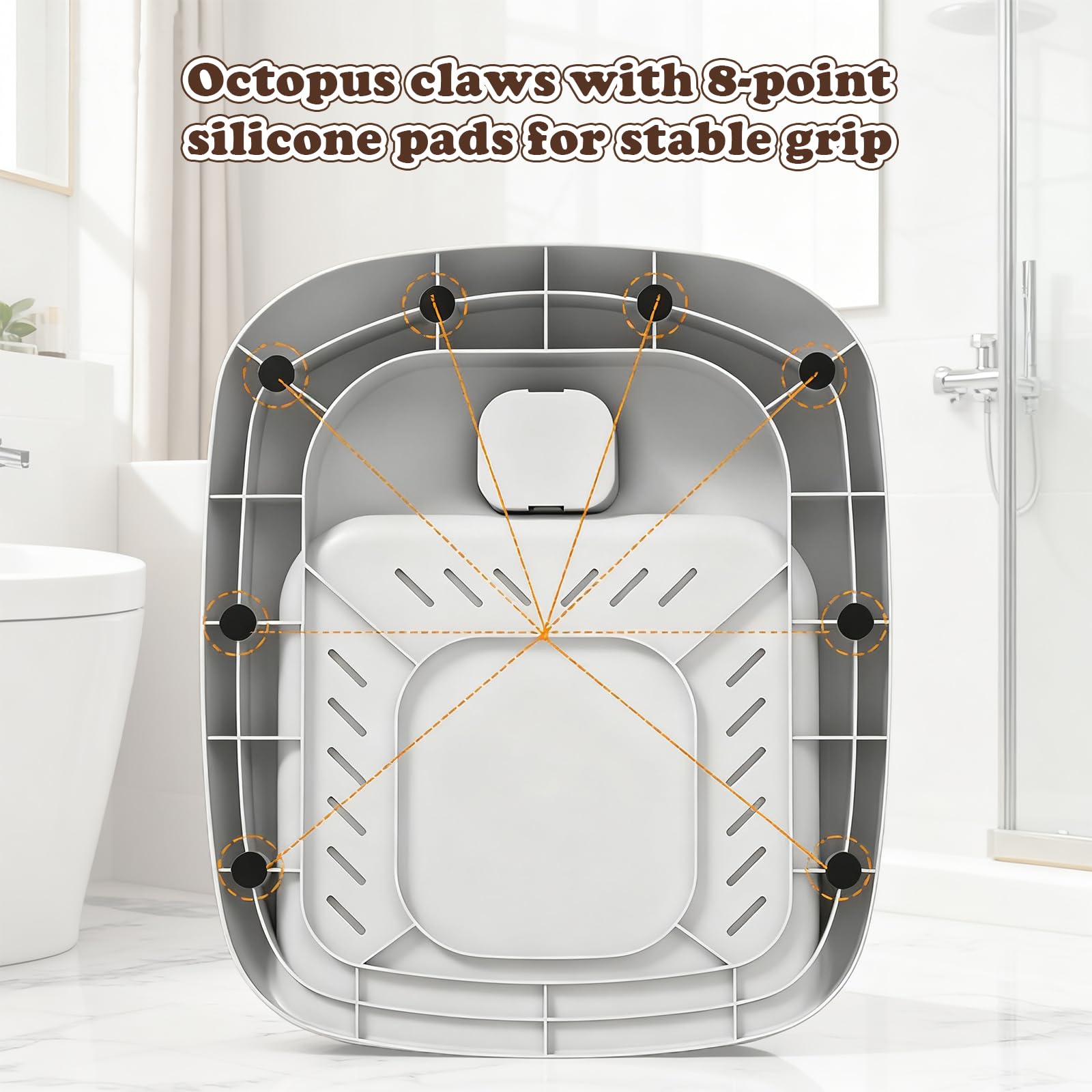 Support de Bain Bébé Debout avec Canard Sonore, Douchette Bébé Bain Réglable en Hauteur, Siège de Bain pour Bébé Antidérapant pour 6 Mois à 3 Ans, Idéal pour Salle de Bain Familiale et Crèches