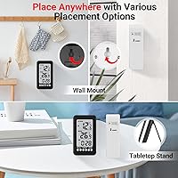 Vista 4 de LCD ℃/℉ Digital Termómetro para interiores y exteriores Reloj Medidor de temperatura con transmisor