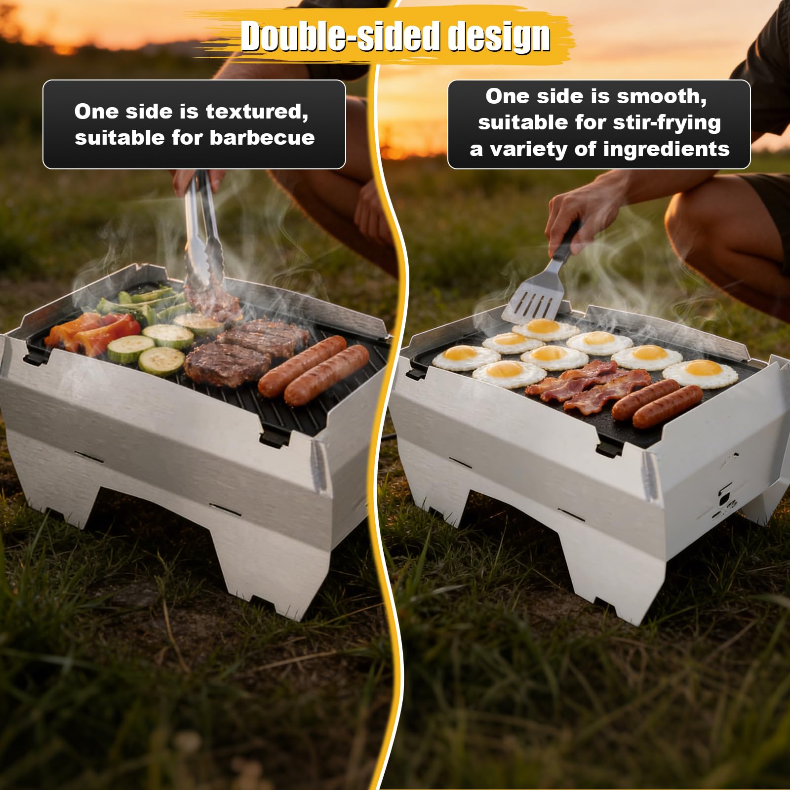 ZXLIHS Piastra Grill in ghisa Adatta per Skoda Grill, plancha e Piastra 2 in 1, Piastra Grill Solida Reversibile per Carne, Pesce, Verdure e Colazione