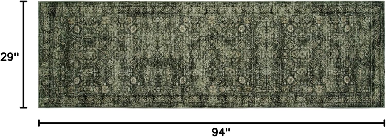 Morebes Washable Dark Green Runner Rug 2x8, Vintage Boho Runners for Hallways Non Slip, Soft Floral Indoor Floor Throw Carpet for Kitchen Laundry Room Bedroom Bathroom Living Entryway - Image 2