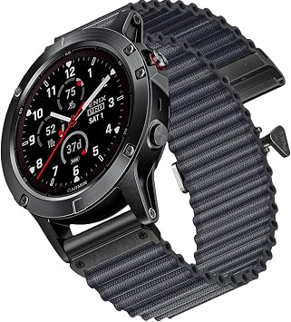 Ocean Ultra Trail Band 26mm Designed for Garmin Fenix 8 51mm/Fenix 6X/Fenix 7X/Fenix 5X Plus/Fenix 6X Pro/Fenix 3/Fenix 3 HR/Tactix Delta,Quickfit 26 Watch Nylon Bands Dark Gray, 26MM