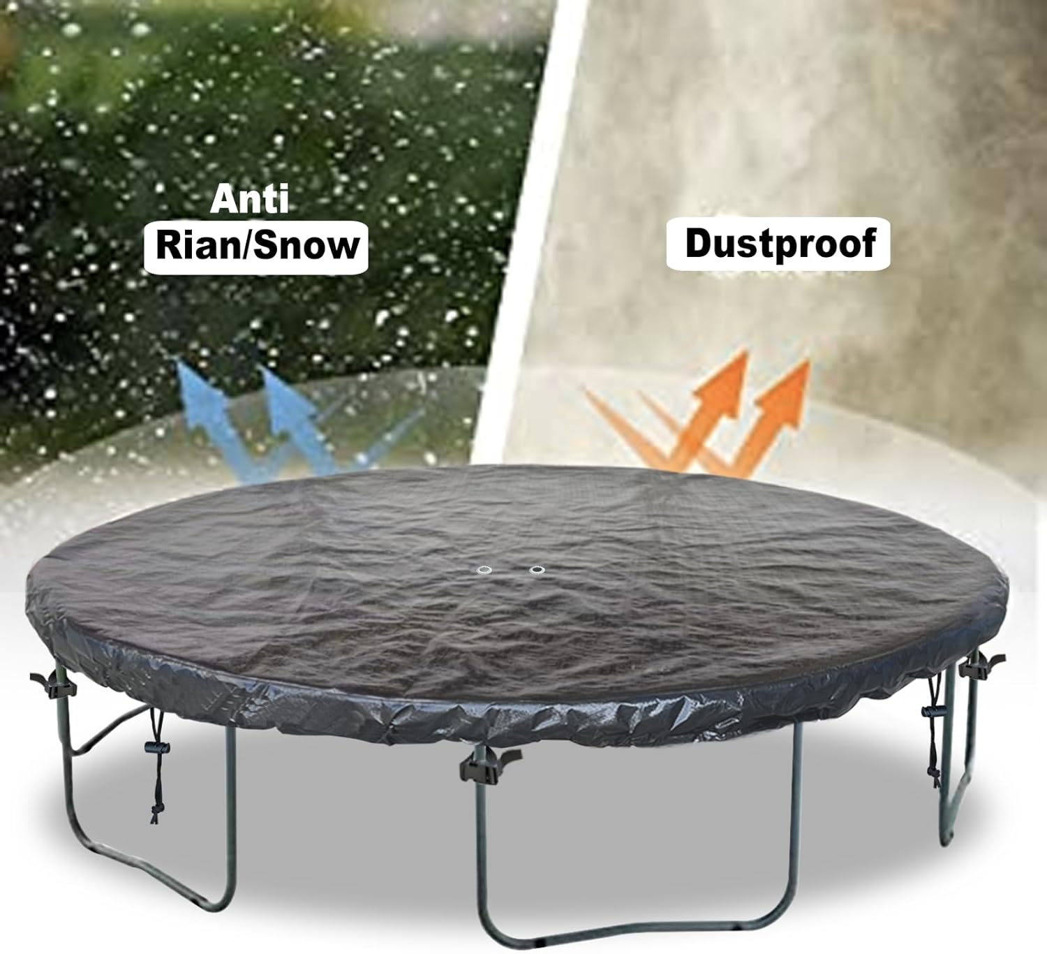 12 FT Trampoline Protective Cover, Waterproof, Anti-UV, Snow & Dust-Proof, Black