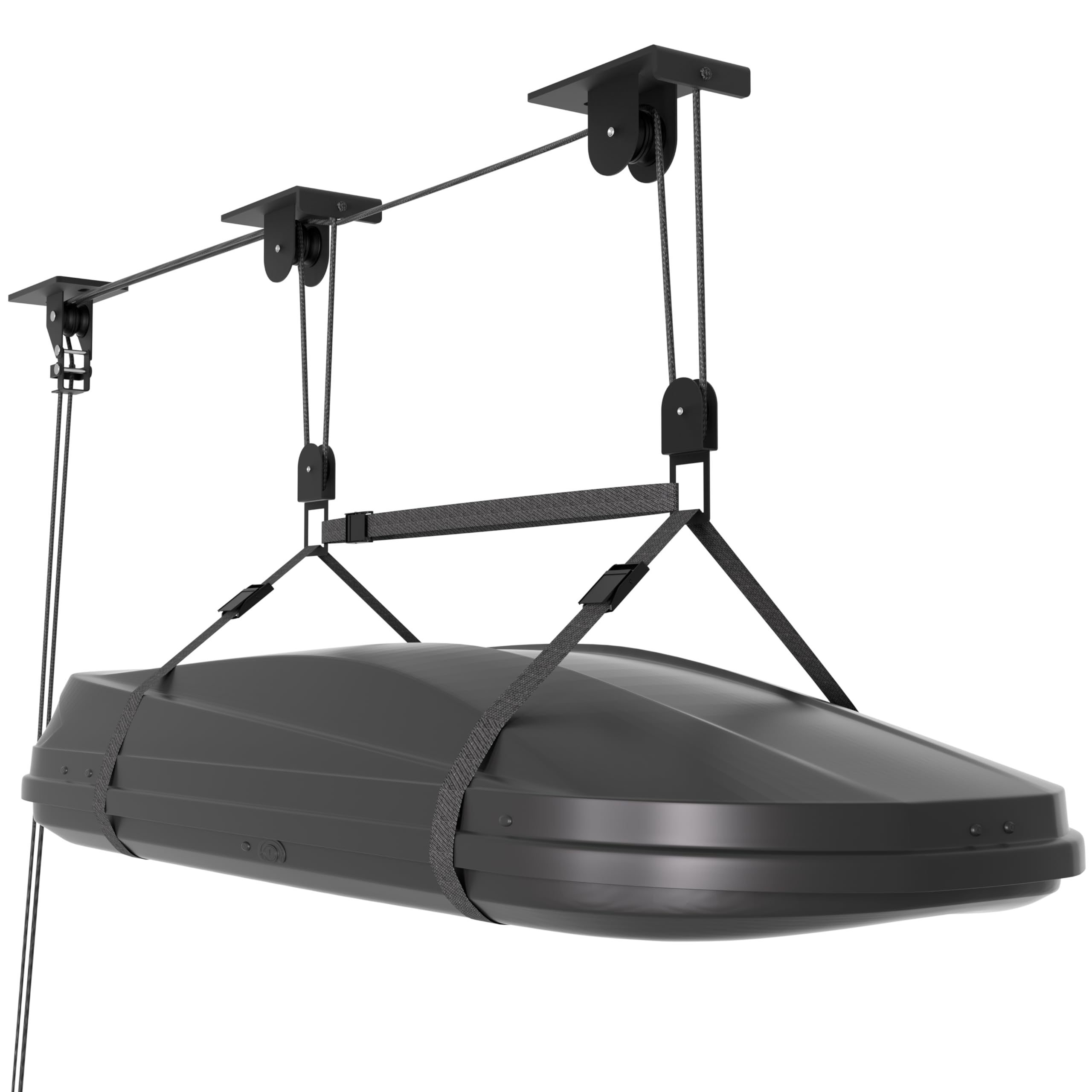 KOSEOO Cargo Box Hoist, 150 lb Garage Ceiling Lift with 2 Safety Straps | Independent loa…