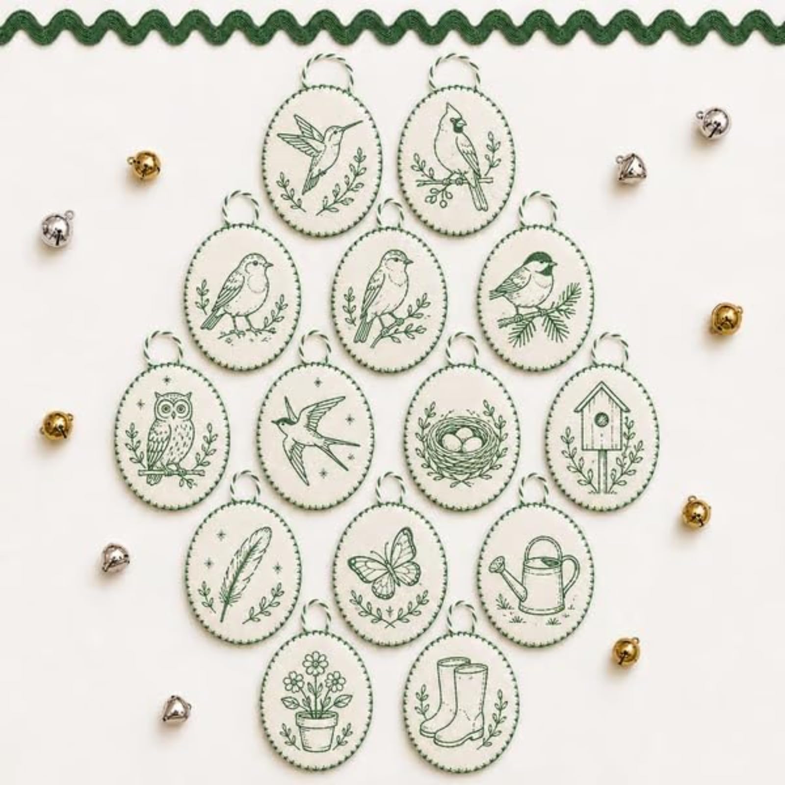 yiokeo Beginner-Friendly DIY Heirloom Oval Embroidery Ornament Kit Collection, Hand Embroidery Christmas Ornaments Kit with Tools & Guide, for Holiday Decor or Gifts (Style G)