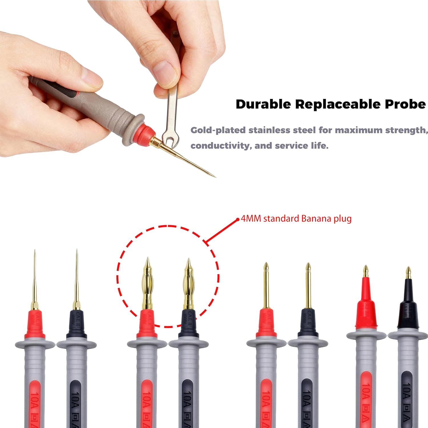 28 Pcs Multimeter Test Leads Kit with Gold-Plated Probes, Alligator Clips, Test Hooks & Back Probe Pins, Universal Multimeter Accessories for Automotive, Industrial and Home Electrical Testing