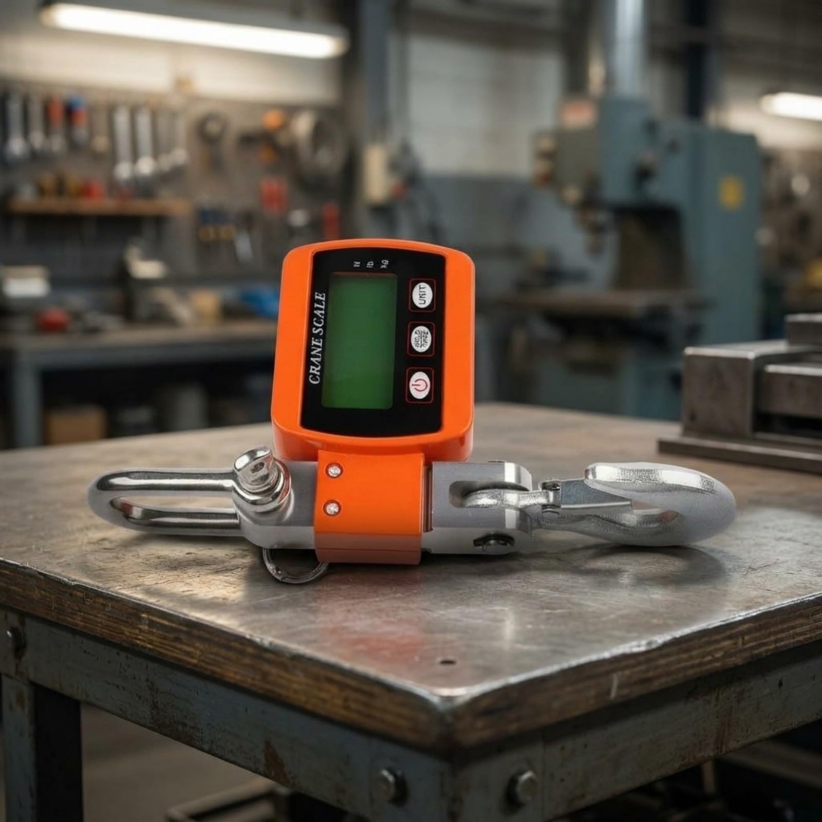Báscula digital colgante LCD resistente (500 kg), color naranja