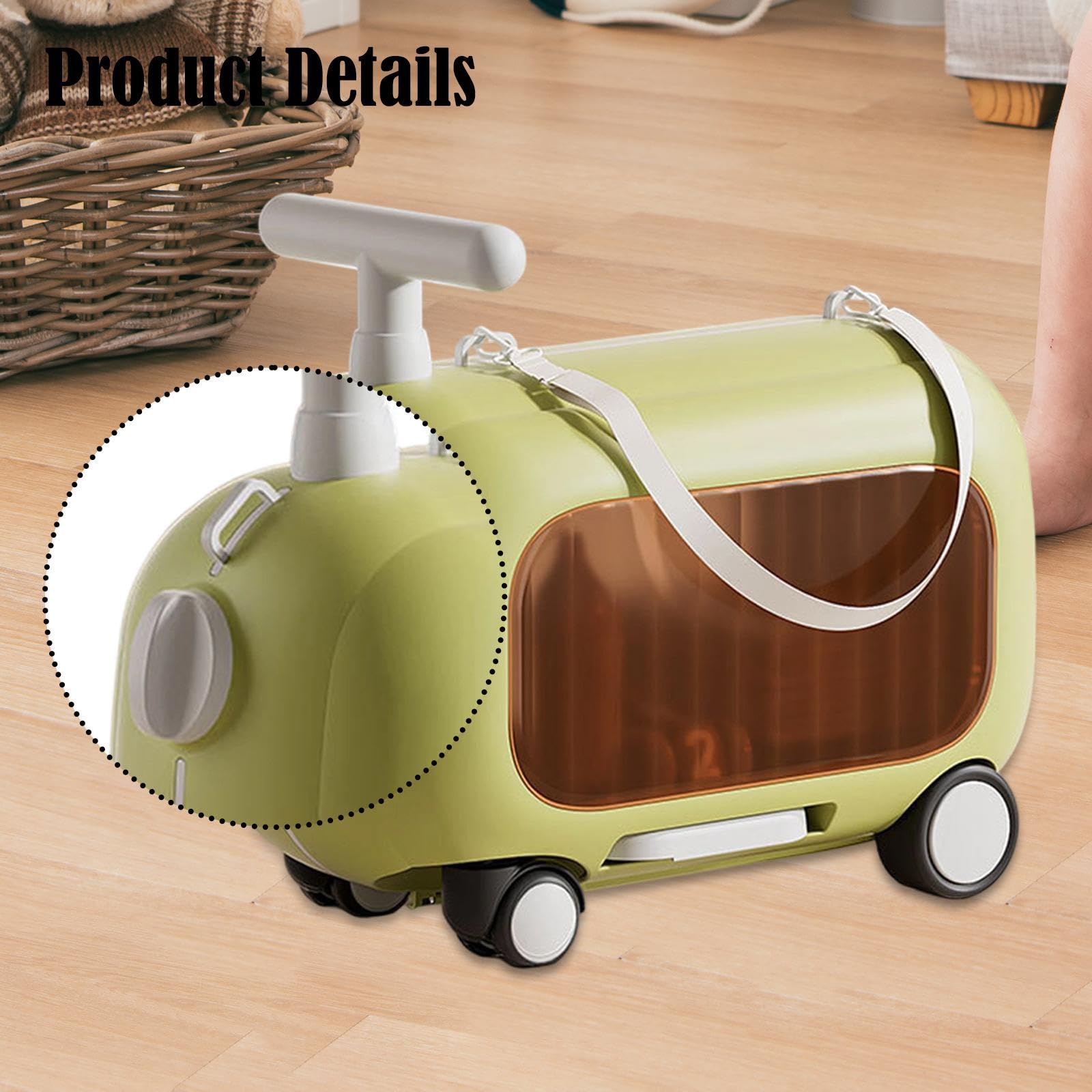 Valigia Da Viaggio Leggera per Bambini, Custodia Rigida per Bambini con Ruote a 4 Ruote E Materiale PP Portatile, Adatta per L'esterno, Verde