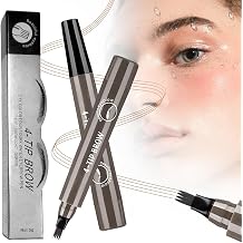 2Pcs Eyebrow Pencil, 2025 Upgrade 4 Tip Eye Brow Pen 3D Magic Eyebrow Tattoo Pencils, Long-Lasting Fine Stroke Microblade Eyebrow Pencil for Makeup Last All Day Grey