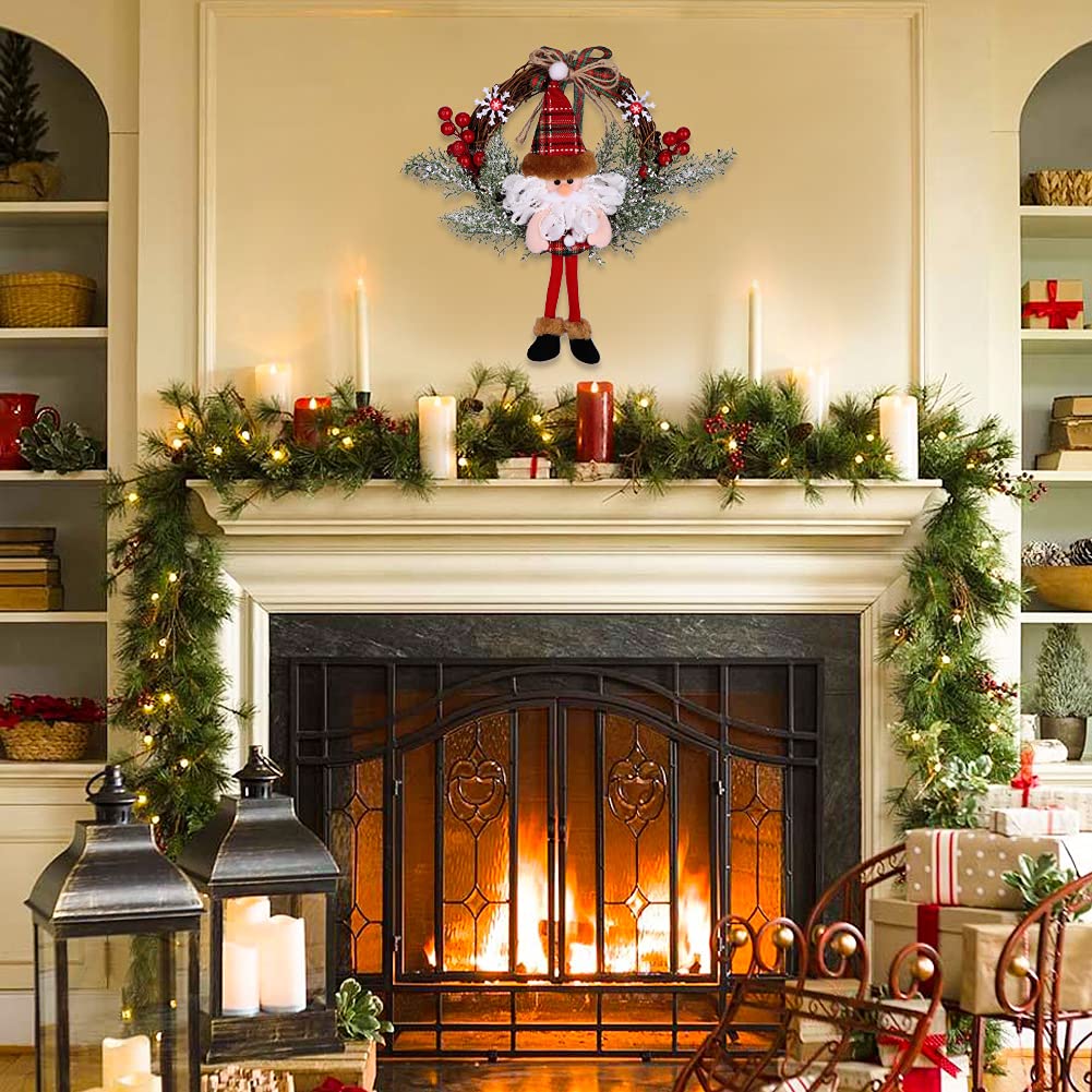 Corona de Navidad, HALOVIE Guirnaldas de Navidad 33 * 35cm para Puerta Colgante Artificial Decoraciones Navideñas Adorno de Navidad para Fiesta Regalo Ventana Pared Exterior
