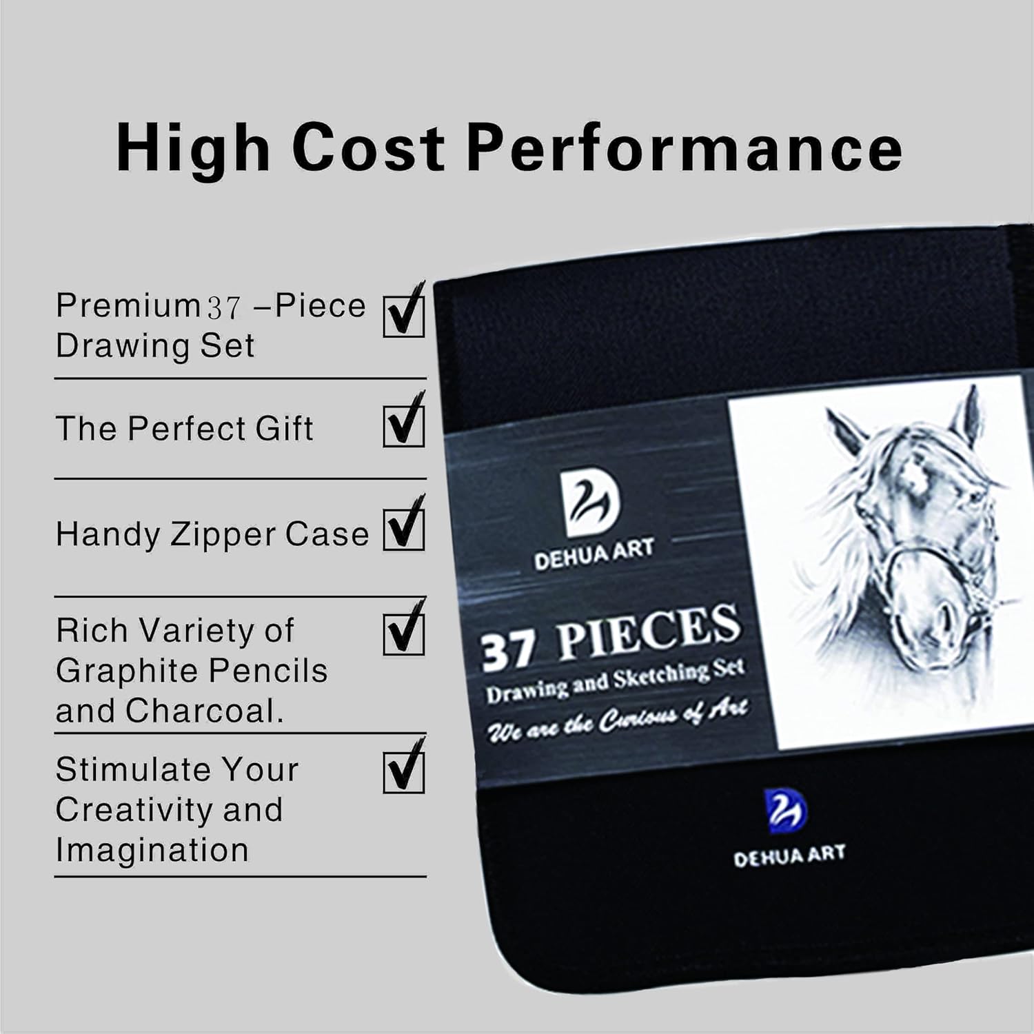 DEHUA ART 37 Pieces Drawing Pencil Set and Sketching Kit with Portable Zipper Case and Complete Sketch Supplies for Beginners Kids Professional Artists : Arts, Crafts & Sewing