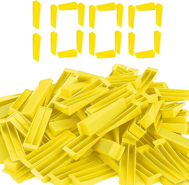 Reusable Leveling Wedges,Reusable Tile Leveling System Wedges for 1/8" Spacers,1/16" Spacers,1/32" Spacersand Tile Leveling System Kit,for Tile Leveler Installation(1000Pcs, Yellow)