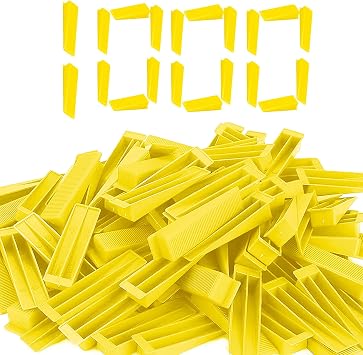 Reusable Leveling Wedges,Reusable Tile Leveling System Wedges for 1/8" Spacers,1/16" Spacers,1/32" Spacersand Tile Leveling System Kit,for Tile Leveler Installation1000Pcs, Yellow