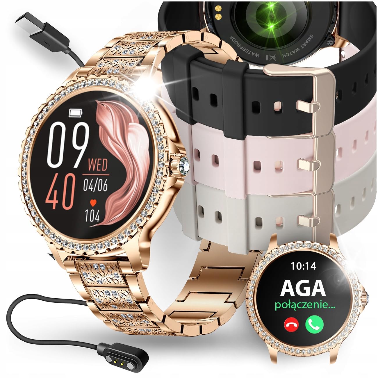 SMARTWATCH ZEGAREK DAMSKI POLSKIE MENU ROZMOWY SMART WATCH DLA KOBIETY PL