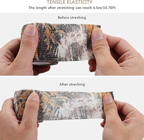 Miniatura 3 de EAmber Cintas de camuflaje de camuflaje de 1.96 x 177 pulgadas, vendaje protector autoadhesivo para linternas, bicicletas, ejército militar