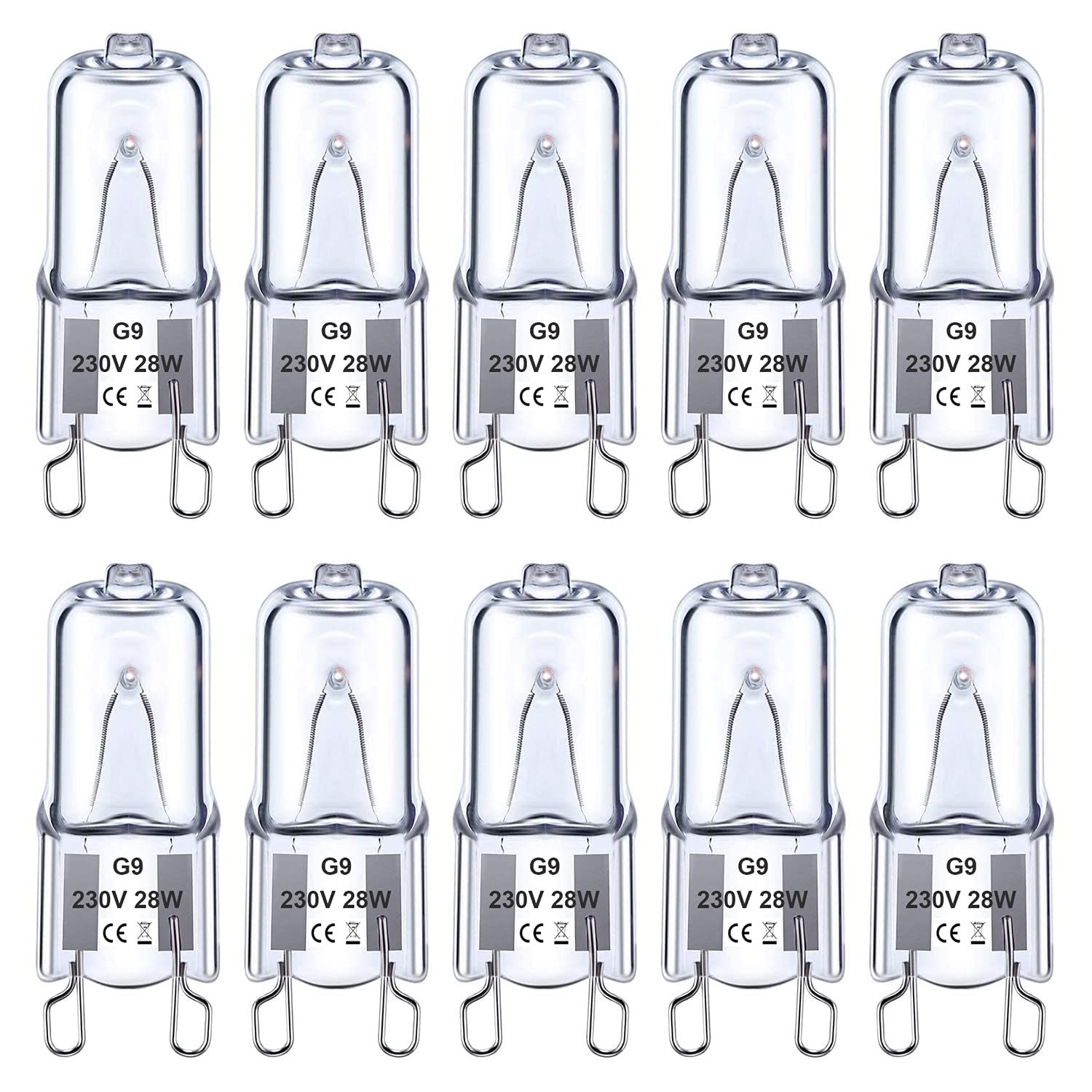 Lot De 12 Ampoules Halogènes G9 28W Et Adaptateur E27 Vers G9, Status, Blanc Chaud