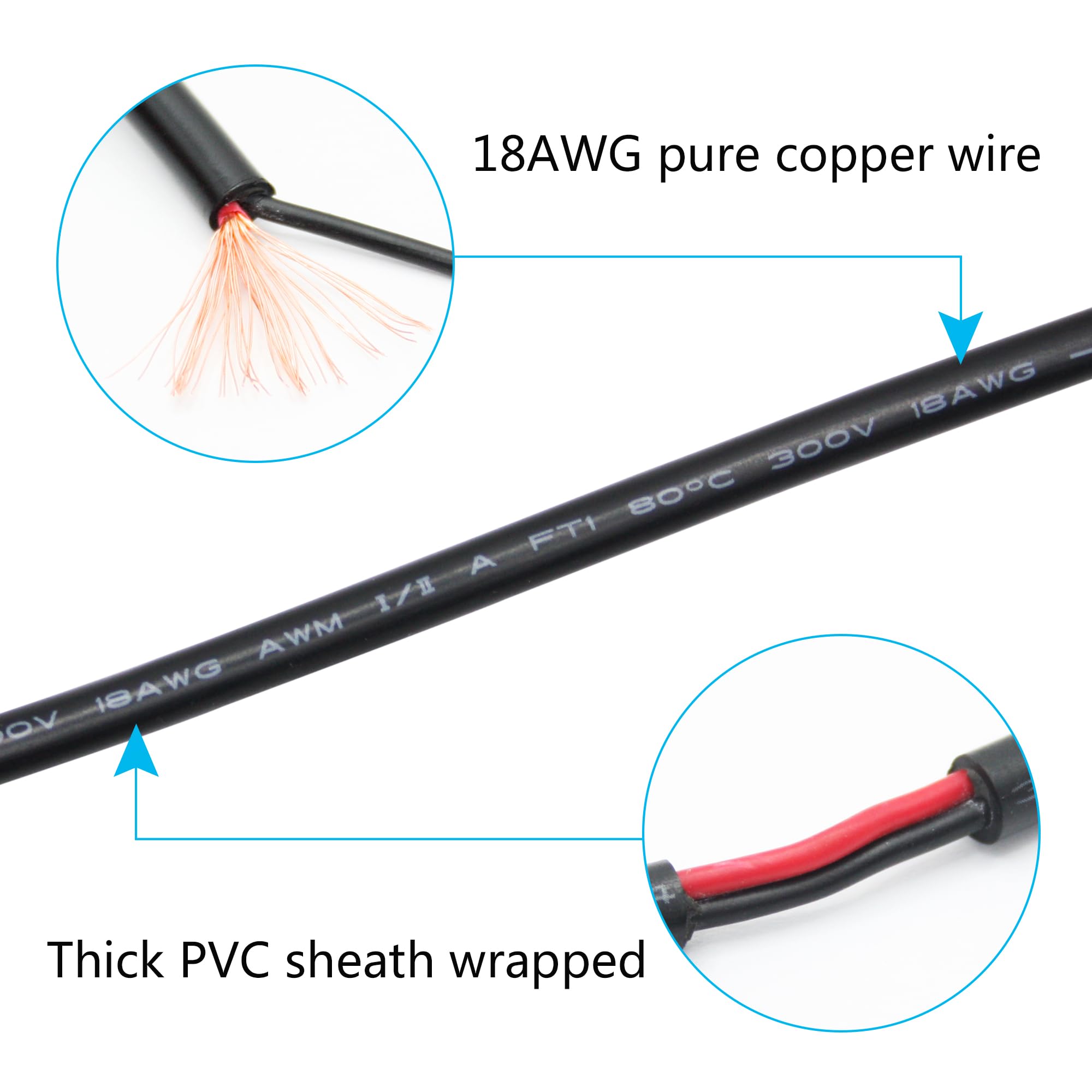 Lot De 2 Câbles Pigtails DC 6,3 X 3,0 Mm - Câbles D'Alimentation Flexibles à Torons Ouverts Pour PC Industriel Et Électronique